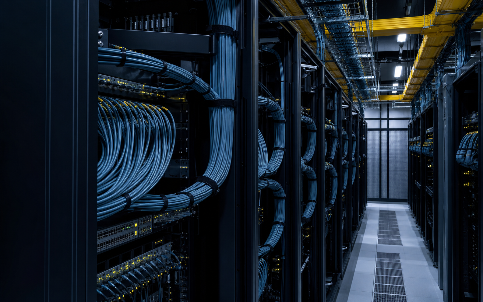 Structured network fabric connecting server racks
