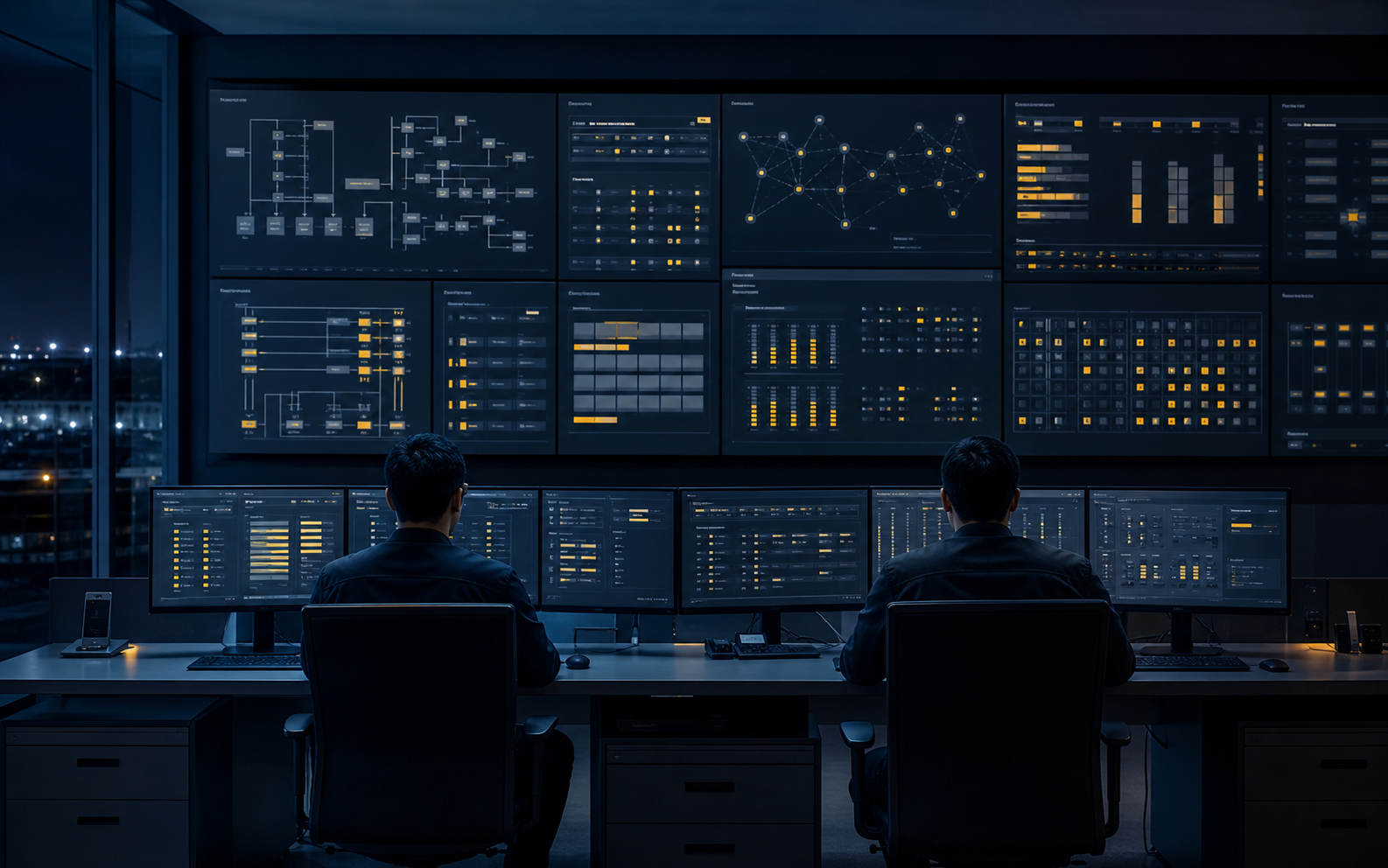 Operators monitoring infrastructure in a network operations center